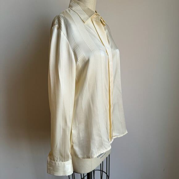 Vintage 90s/00s RENA ROWAN Ivory Silk Blouse - Picture 2 of 5